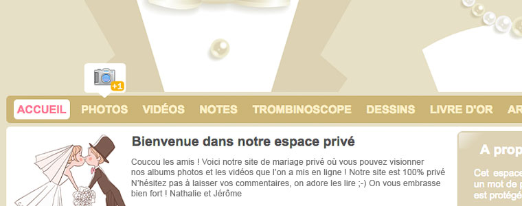 Créer un site privé pour son mariage est parfait pour partager ses photos de mariage uniquement avec ses proches et protéger sa vie privée
